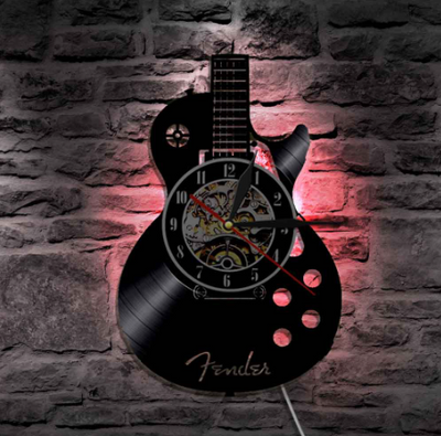 Gitarren-Vinylschallplatten-Wanduhr