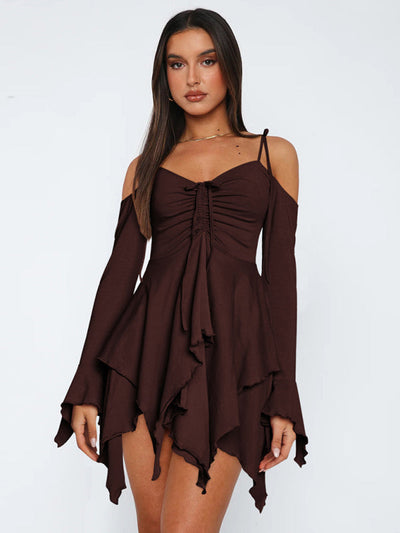 Schulterfreies Damen Sommerkleid Im Lagenlook | Mini