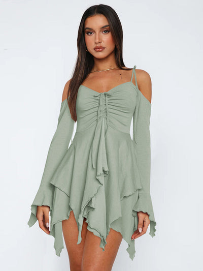 Schulterfreies Damen Sommerkleid Im Lagenlook | Mini