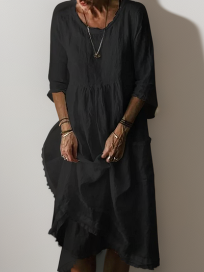 Zavando - Maxikleid mit lockerem Rundhalsausschnitt