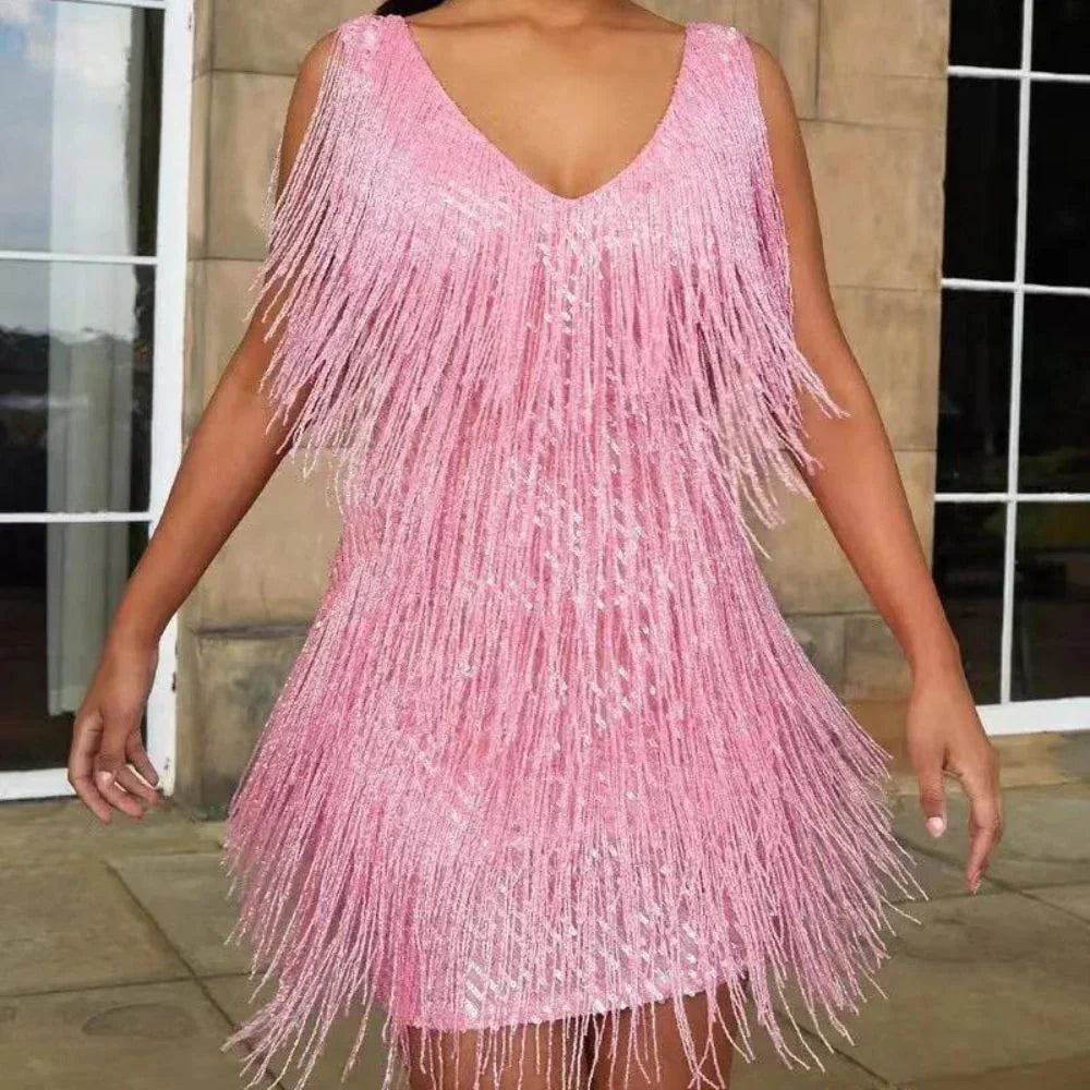 Zavando – Minikleid mit glänzenden Fransen