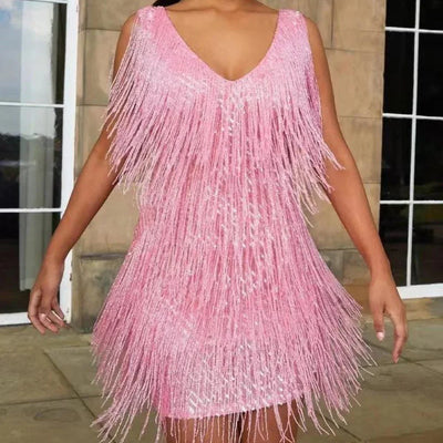 Zavando – Minikleid mit glänzenden Fransen