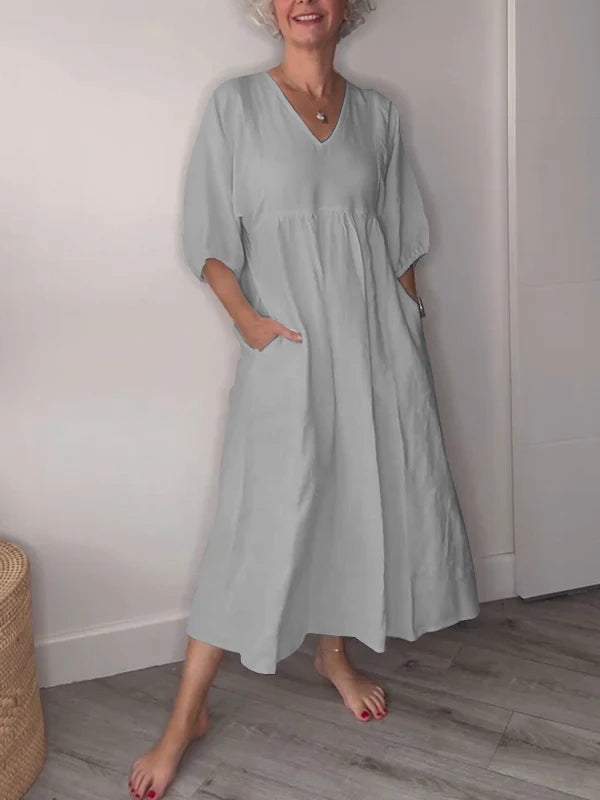 Damen Freizeitkleid Mit V Ausschnitt | Midi