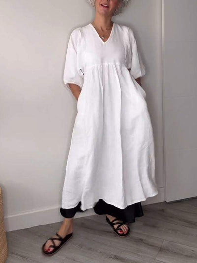 Damen Freizeitkleid Mit V Ausschnitt | Midi