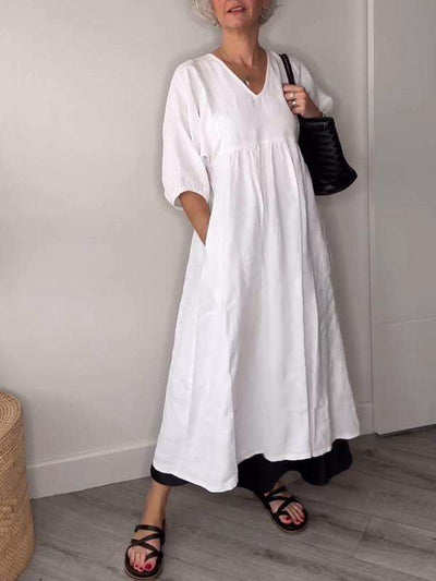 Damen Freizeitkleid Mit V Ausschnitt | Midi