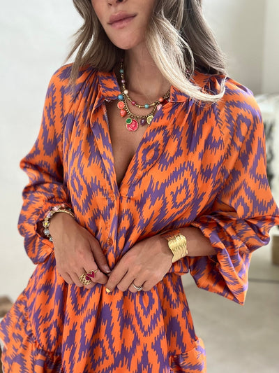 Zavando - Elegantes orangefarbenes Sommerkleid