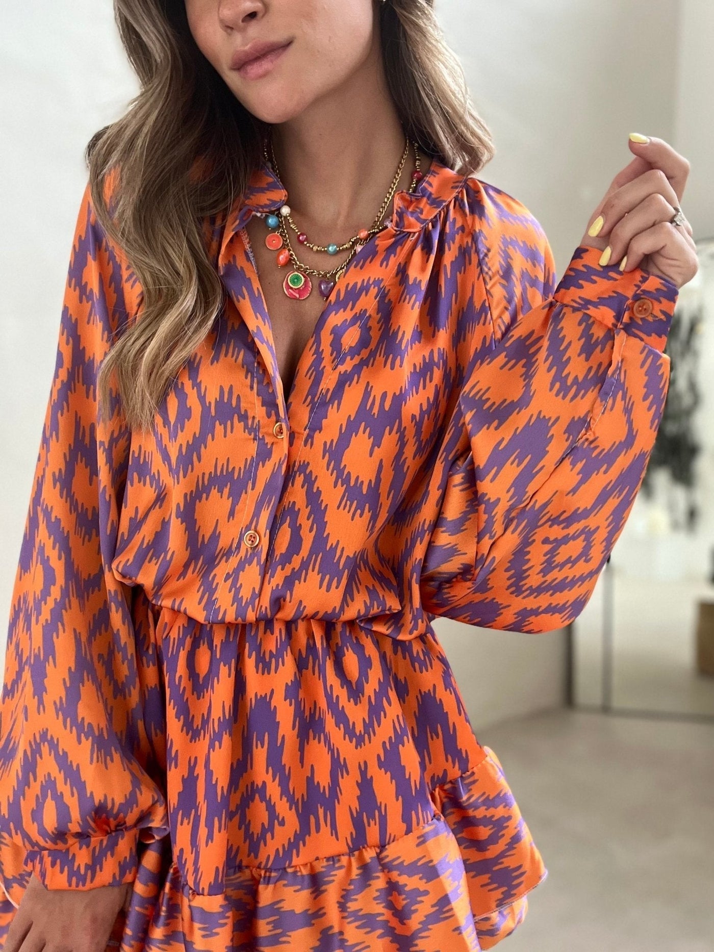 Zavando - Elegantes orangefarbenes Sommerkleid