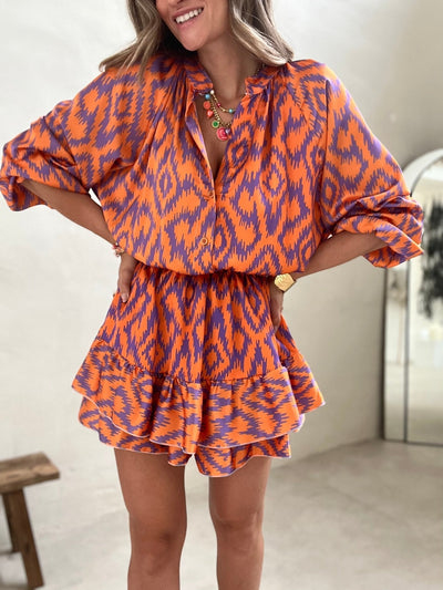 Zavando - Elegantes orangefarbenes Sommerkleid