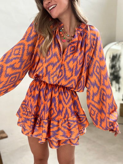 Zavando - Elegantes orangefarbenes Sommerkleid