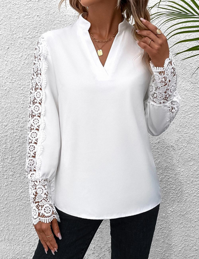 Zavando | Damen Langarm Oberteile | Weiß Top