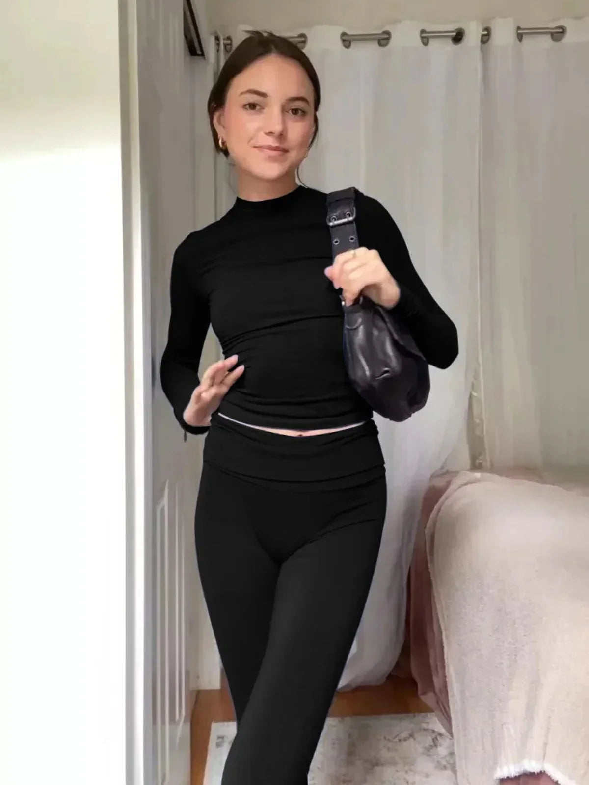 Zavando-Waist-Schlaghosen und Figurbetontes Top – Set