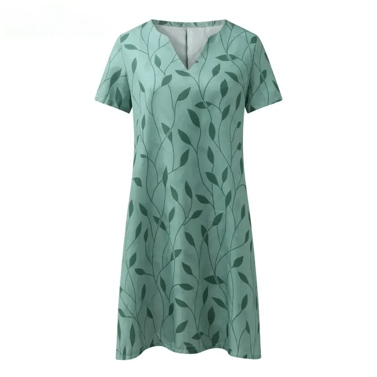 Zavando - Bedrucktes Kleid mit V-Ausschnitt