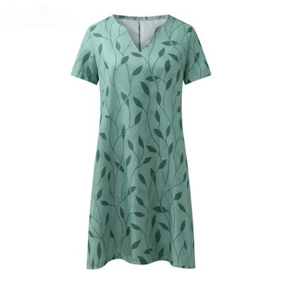 Zavando - Bedrucktes Kleid mit V-Ausschnitt