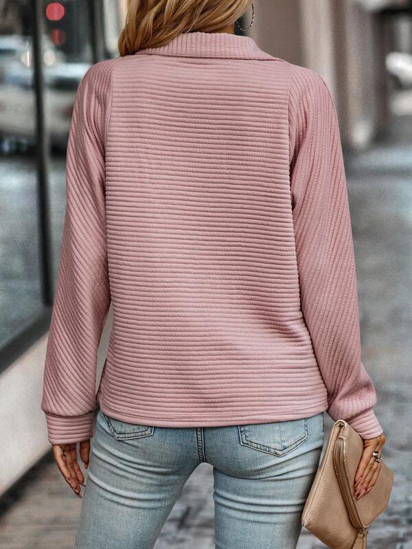 Zavando - Damen-Pullover - V-Ausschnitt Reißverschluss