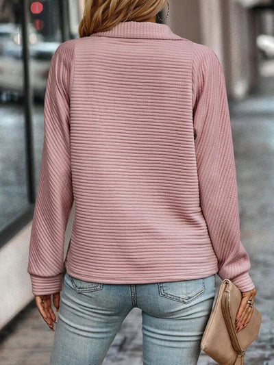 Zavando - Damen-Pullover - V-Ausschnitt Reißverschluss