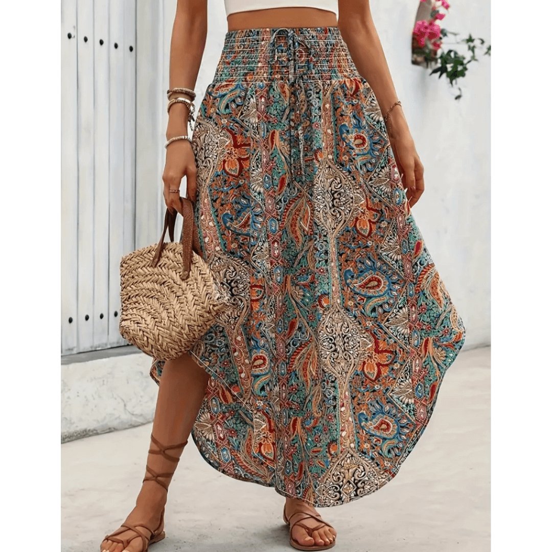 Zavando – Weiche Bohemian Maxi-Rock mit Paisley-Design
