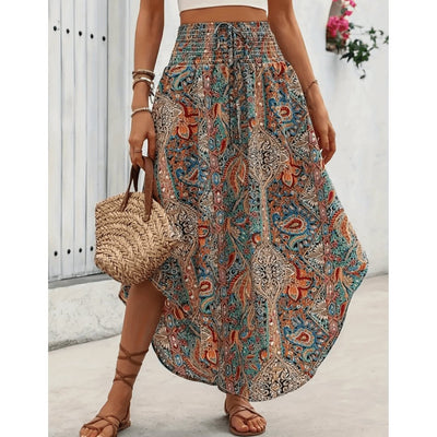 Zavando – Weiche Bohemian Maxi-Rock mit Paisley-Design