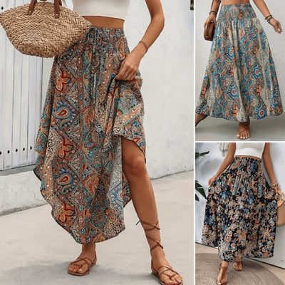 Zavando – Weiche Bohemian Maxi-Rock mit Paisley-Design