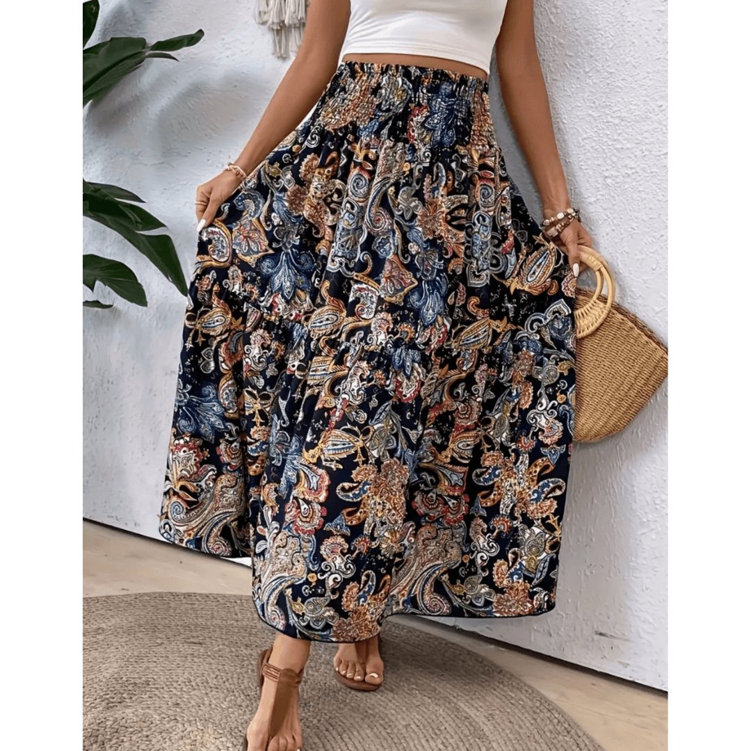 Zavando – Weiche Bohemian Maxi-Rock mit Paisley-Design