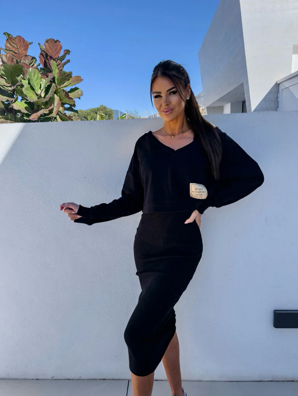 Zavando – Set aus kurzem Sweatshirt und Rock aus Baumwolle