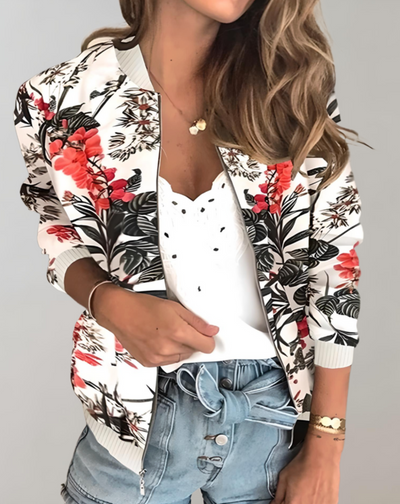 Bomberjacke mit Blumenmuster für Damen