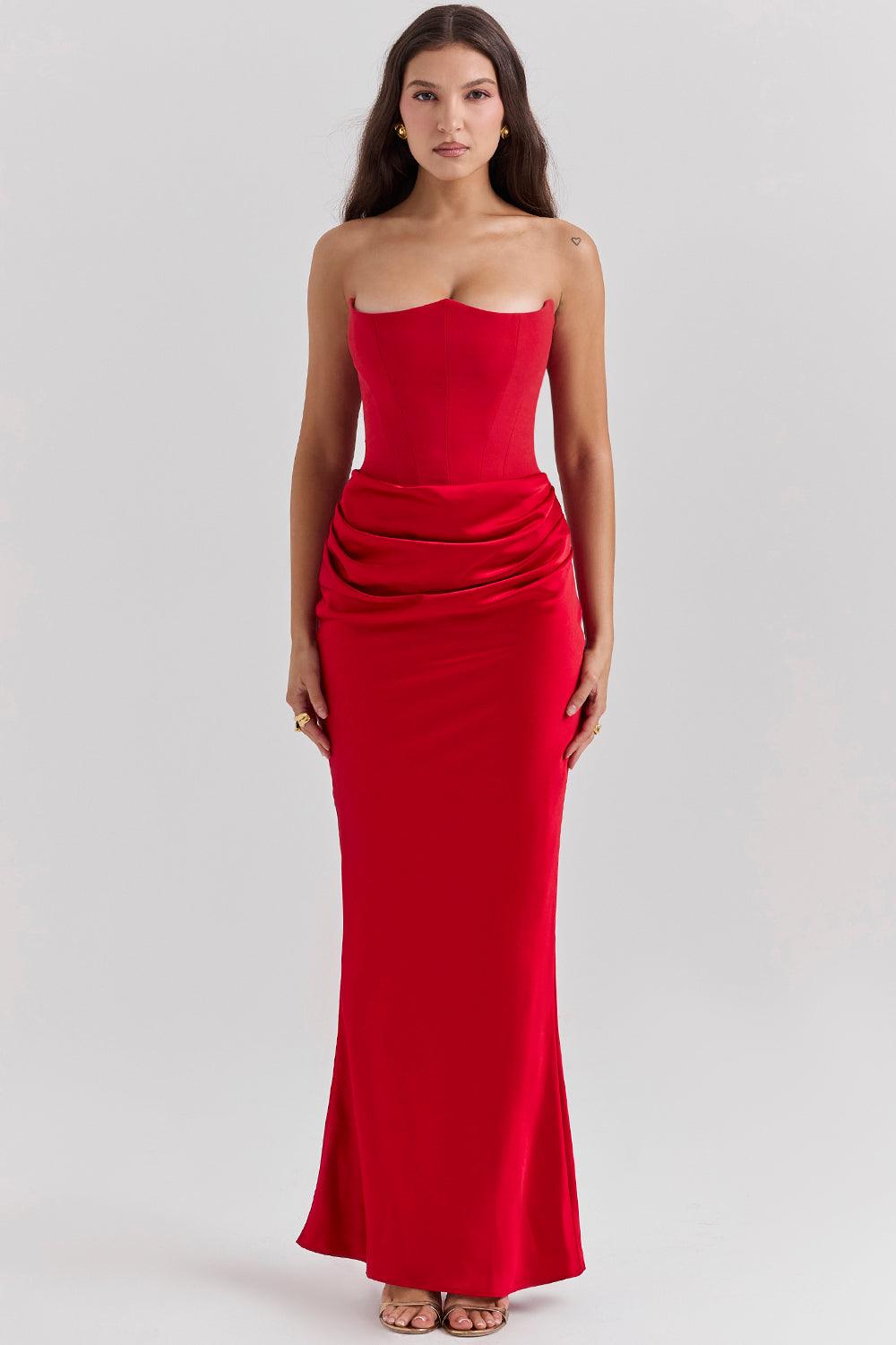Zavando - Elegantes trägerloses Korsett Maxikleid