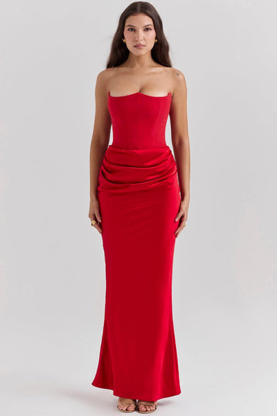 Zavando - Elegantes trägerloses Korsett Maxikleid