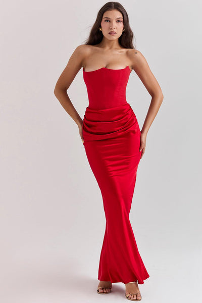 Zavando - Elegantes trägerloses Korsett Maxikleid