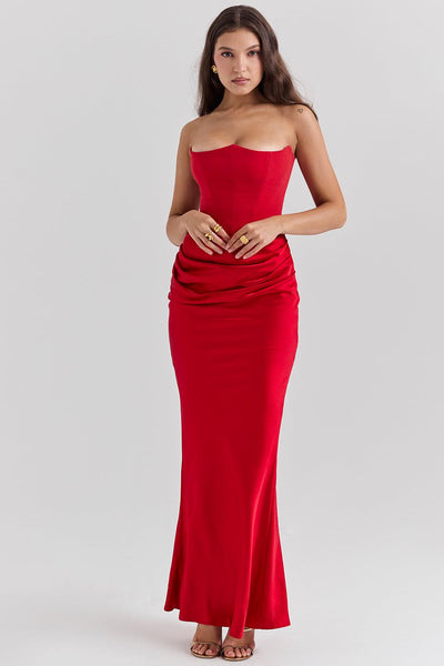 Zavando - Elegantes trägerloses Korsett Maxikleid
