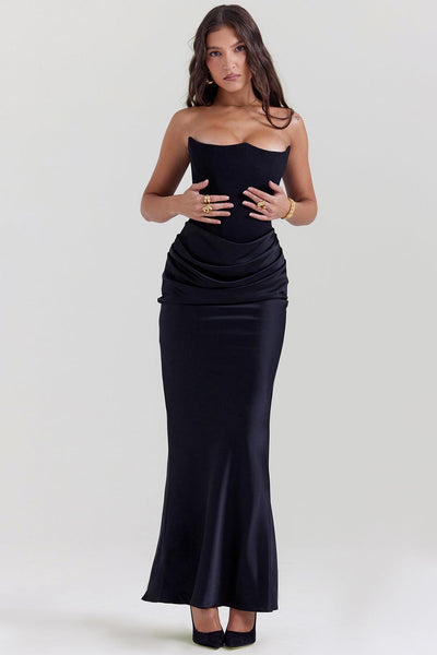 Zavando - Elegantes trägerloses Korsett Maxikleid