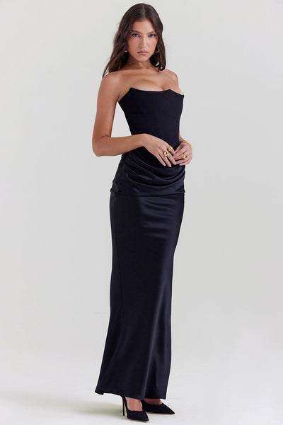 Zavando - Elegantes trägerloses Korsett Maxikleid
