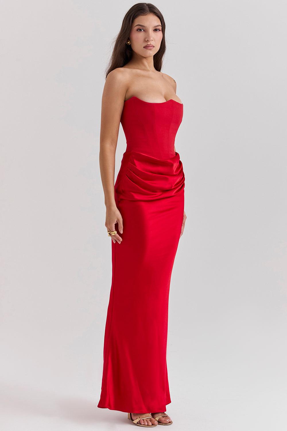 Zavando - Elegantes trägerloses Korsett Maxikleid