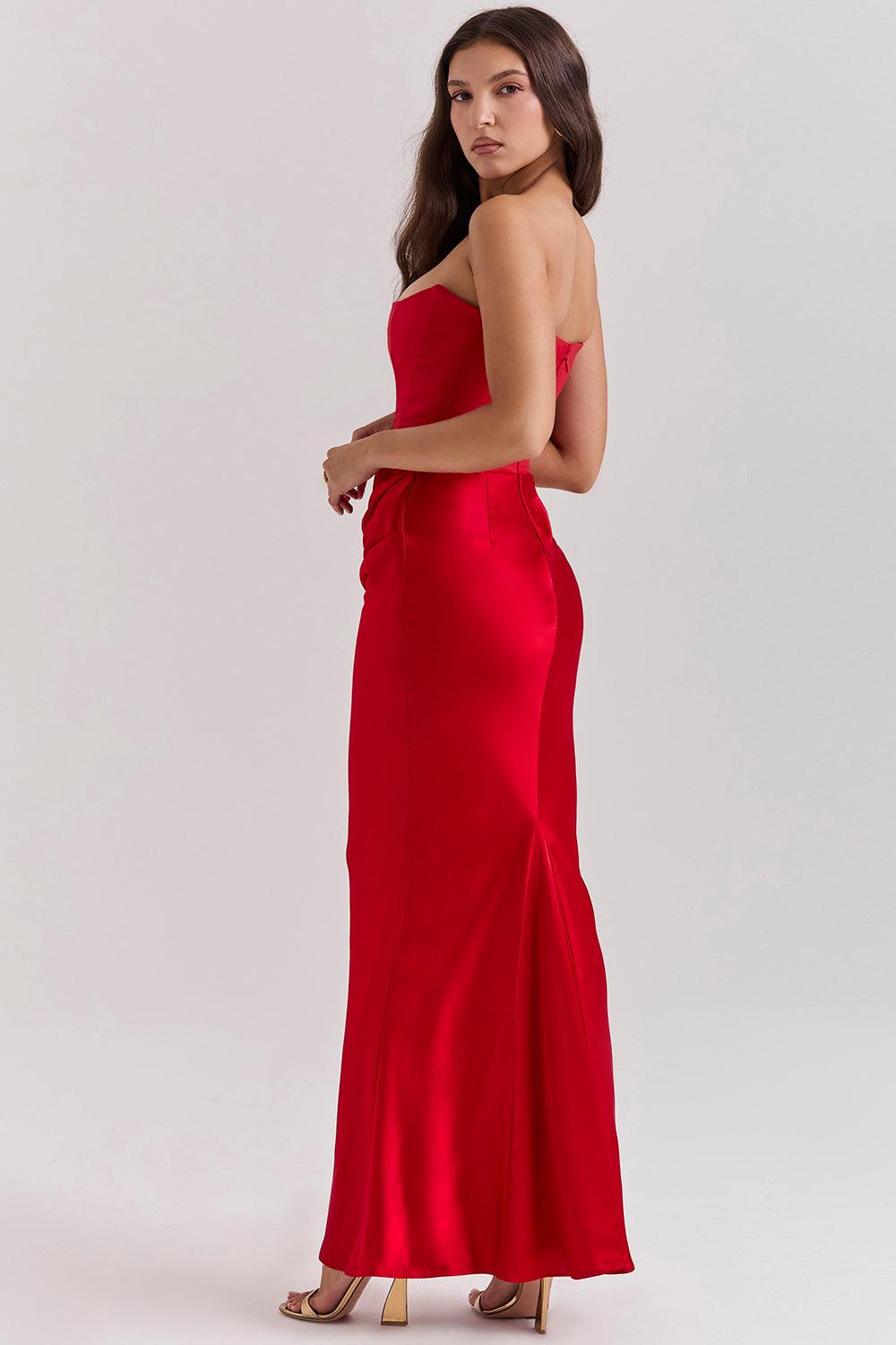 Zavando - Elegantes trägerloses Korsett Maxikleid
