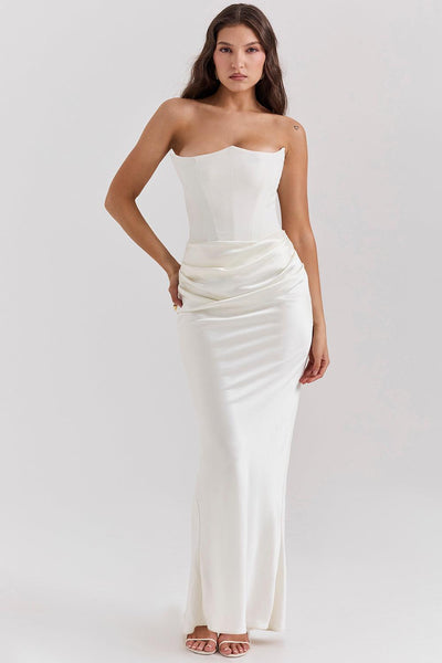 Zavando - Elegantes trägerloses Korsett Maxikleid