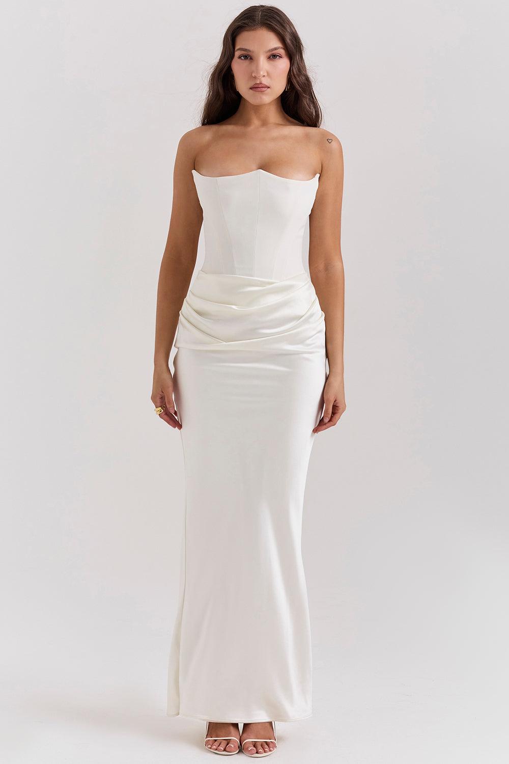 Zavando - Elegantes trägerloses Korsett Maxikleid