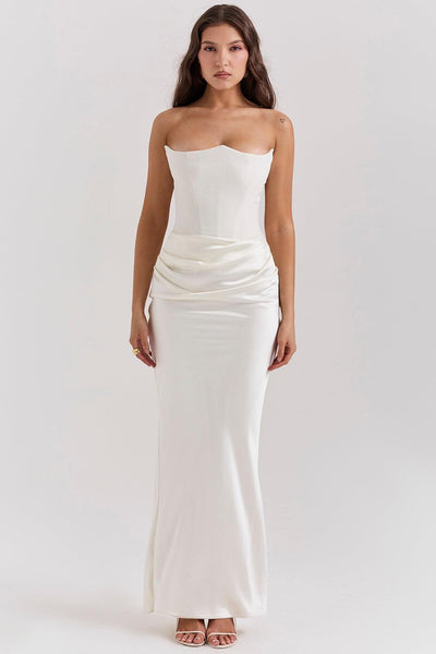 Zavando - Elegantes trägerloses Korsett Maxikleid