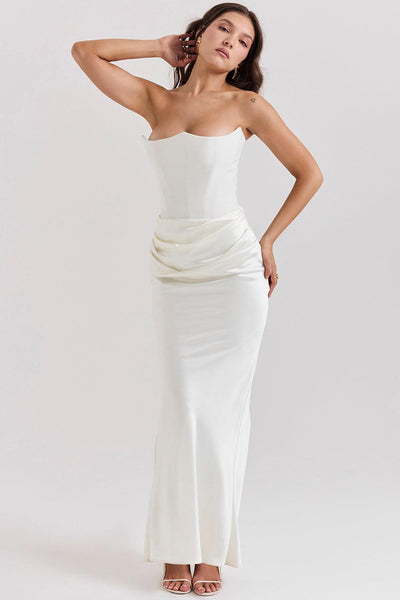 Zavando - Elegantes trägerloses Korsett Maxikleid