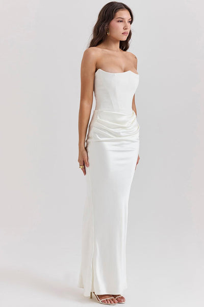 Zavando - Elegantes trägerloses Korsett Maxikleid