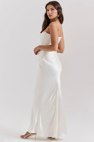 Zavando - Elegantes trägerloses Korsett Maxikleid