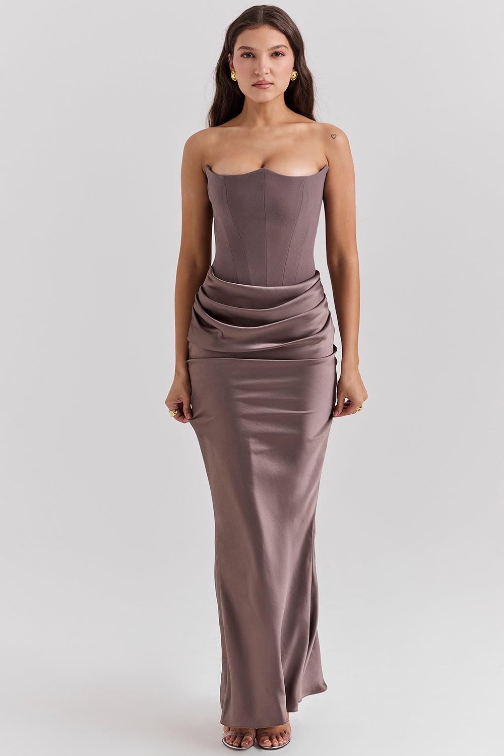Zavando - Elegantes trägerloses Korsett Maxikleid