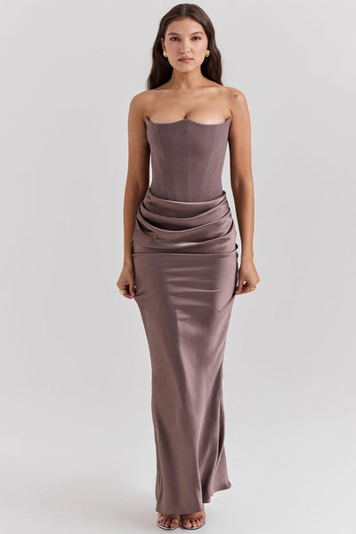 Zavando - Elegantes trägerloses Korsett Maxikleid