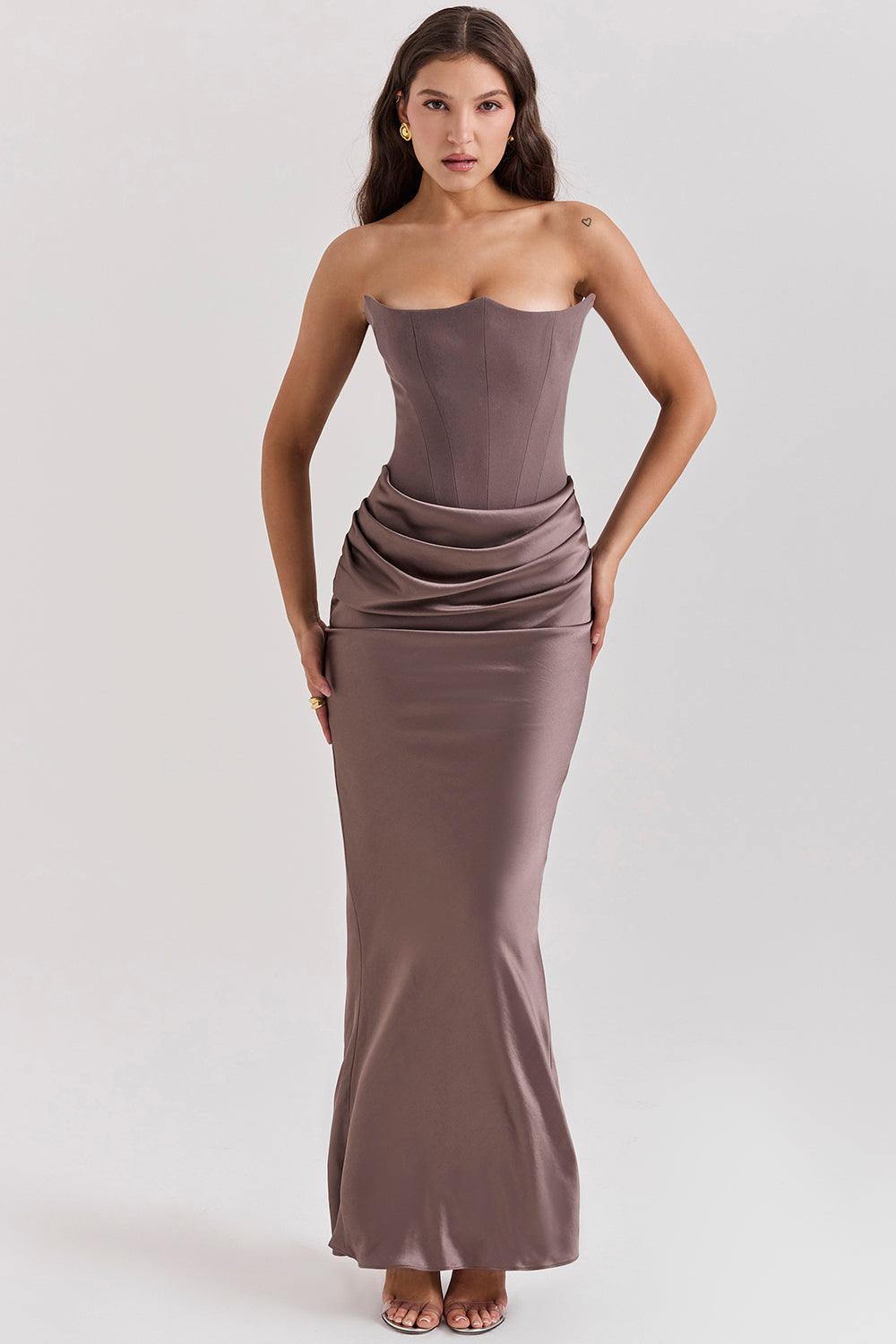 Zavando - Elegantes trägerloses Korsett Maxikleid