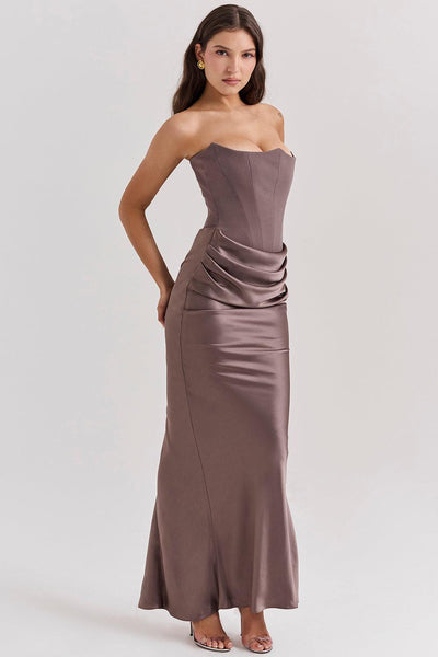 Zavando - Elegantes trägerloses Korsett Maxikleid