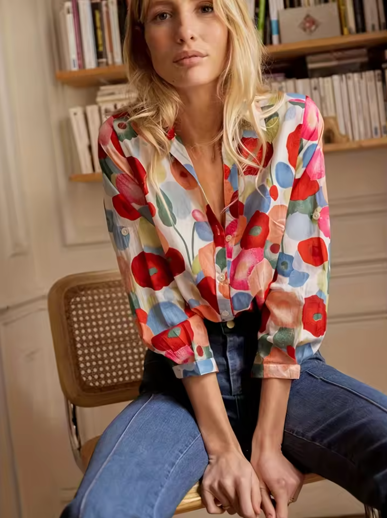 Zavando – Langärmlige Bluse mit künstlerischem Print