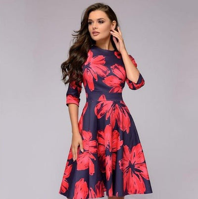 Bedrucktes, Schickes Plisseekleid Für Damen | Midi