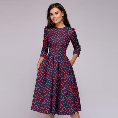 Bedrucktes, Schickes Plisseekleid Für Damen | Midi
