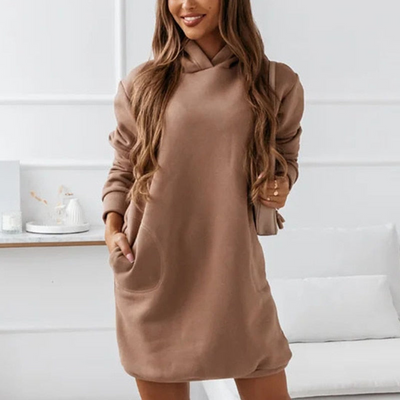 Zavando | Schwarz Hoodie Kleid | Mini