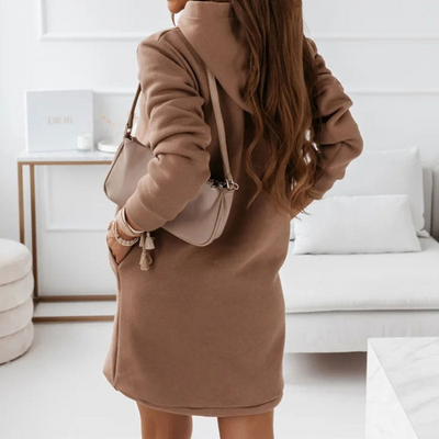 Zavando | Schwarz Hoodie Kleid | Mini