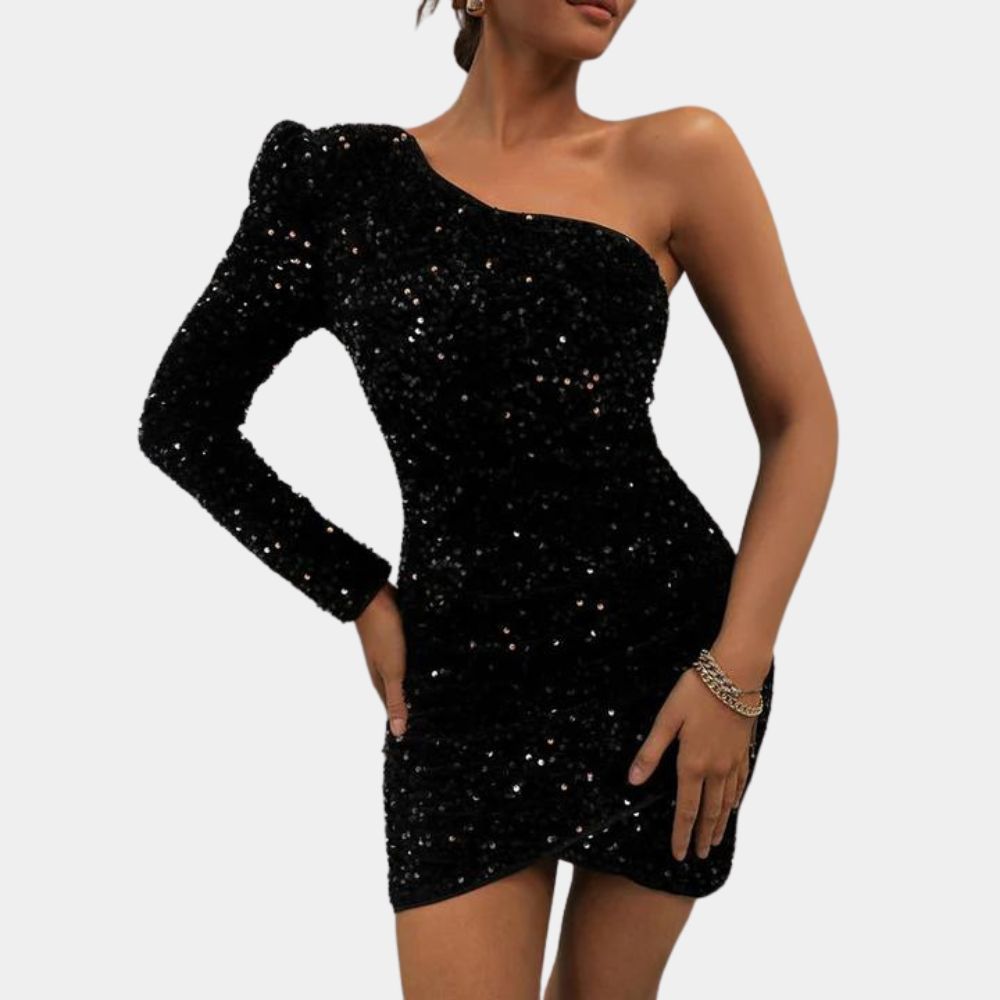 Zavando | Schwarz Paillettenkleid | Mini