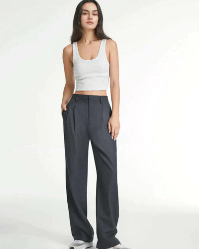 Zavando | Damen Schwarz Weite Hose | Elegant